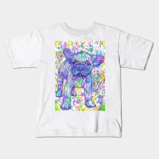 FRENCH BULLDOG PUPPY - watercolor and ink portrait .1 Kids T-Shirt